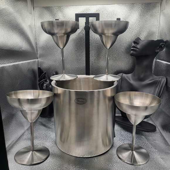 Stainless Steel Champagne Bucket and Coupe Set